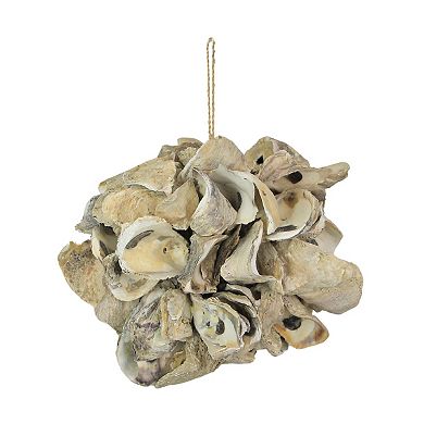 Handcrafted Hanging Coastal 9-Inch Oyster Shell Sphere - Home Beach Ornament