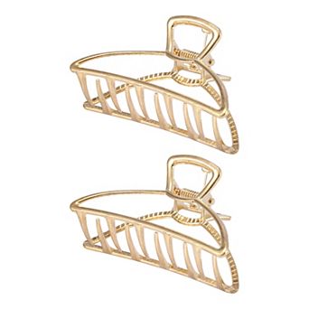 3 Inch Women Medium Metal Hair Claw Hair Barrettes Clips Arc Shaped Line Claw 2 pc