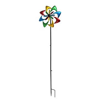 63 Inch Multicolor Metal Kinetic Wind Spinner Pinwheel Garden Art Decoration