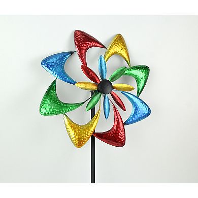 63 Inch Multicolor Metal Kinetic Wind Spinner Pinwheel Garden Art Decoration