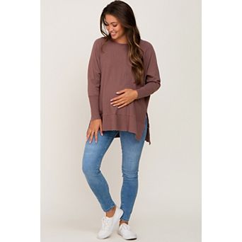 Maternity Dolman Sleeve Side Slit Sweater
