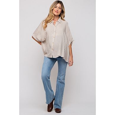 Maternity Striped Button Up Dolman Top