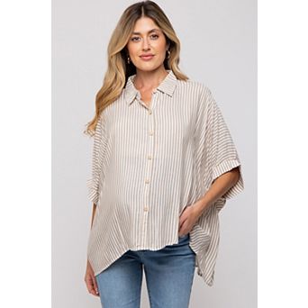 Maternity Striped Button Up Dolman Top