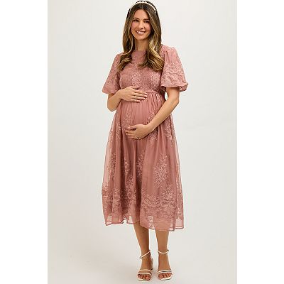 brown leaf dress Blossom - Brown Maternity Baby Shower Dress main image 1