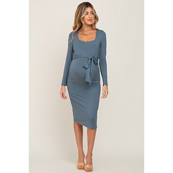 Maternity Basic Square Neck Midi Dress