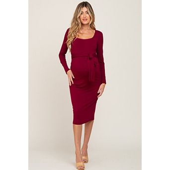 Maternity Basic Square Neck Midi Dress