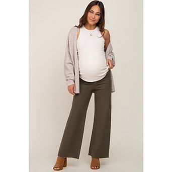 Maternity Raw Hem Wide Leg Maternity Jeans