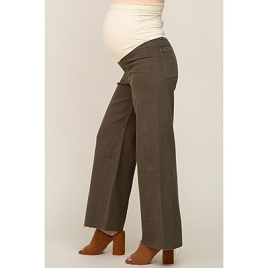Maternity Raw Hem Wide Leg Maternity Jeans