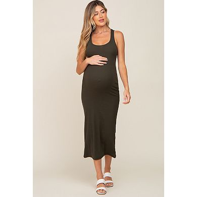 Maternity Ribbed Basic Maxi Dress