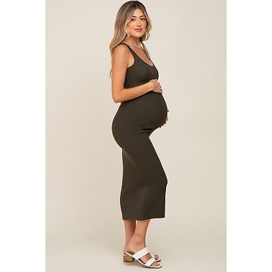 Maternity Ribbed Basic Maxi Dress