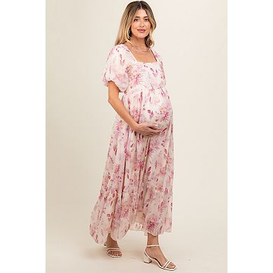 Maternity Puff Sleeve Square Neck Dress