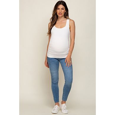 Maternity Sqaure Neck Ruched Sides Top
