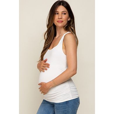 Maternity Sqaure Neck Ruched Sides Top