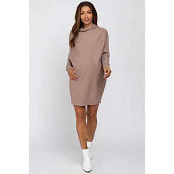 Maternity Funnel Neck Dolman Sleeve Mini Dress