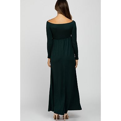 Maternity Green Wrap Front Empire Waist Maxi Dress