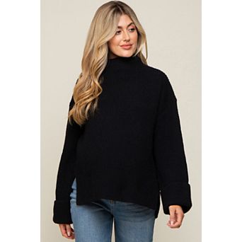 Maternity Mock Neck Chunky Knit Sweater