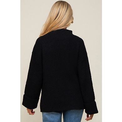 Maternity Mock Neck Chunky Knit Sweater