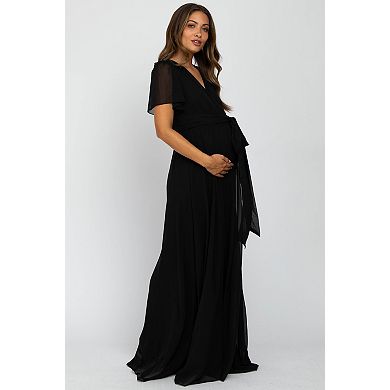 Maternity Chiffon Short Sleeve Maxi Dress