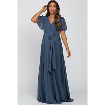 Maternity Chiffon Short Sleeve Maxi Dress