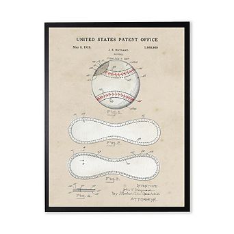 Baseball Patent in Black Frame