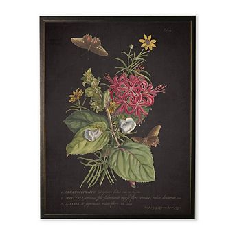 Red and Yellow Flowers with Butterflies in Copper and Black Frame