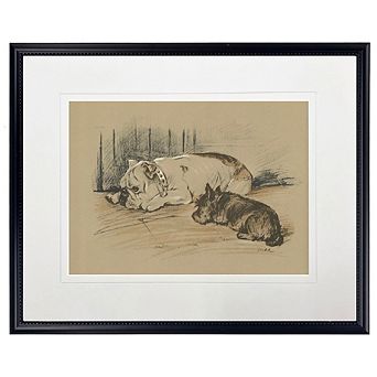 Sketched Dogs Print in Black Frame