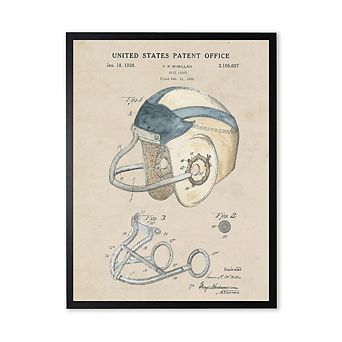 Football Helmet Patent in Black Frame