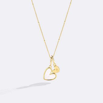 Mother Of Pearl Heart Initial Necklace