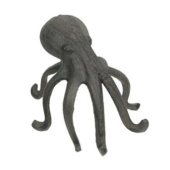 Rustic Brown Cast Iron Octopus Single Bookend / Phone Holder