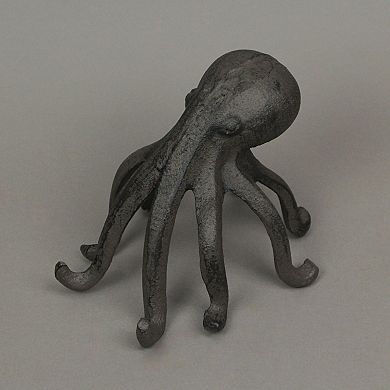 Rustic Brown Cast Iron Octopus Single Bookend / Phone Holder