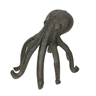Rustic Brown Cast Iron Octopus Single Bookend / Phone Holder