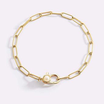 Paperclip Bracelet with Pearl Accent