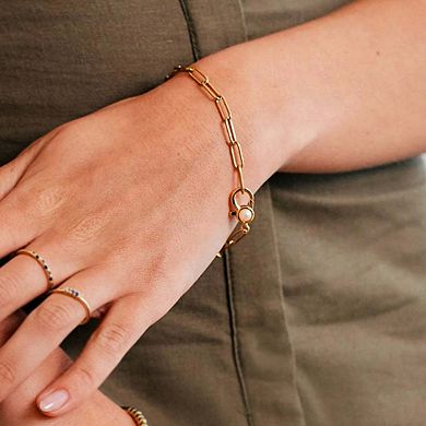 Paperclip Bracelet with Pearl Accent