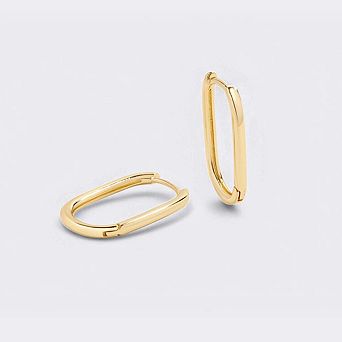 Retro Box Huggie Hoop Earrings in Gold Plated Sterling Silver