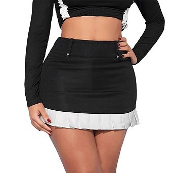 Women's Mini Skirt High Waisted Pleated Hem Slim-Fit Casual Skirt Streetwear Party Skirt