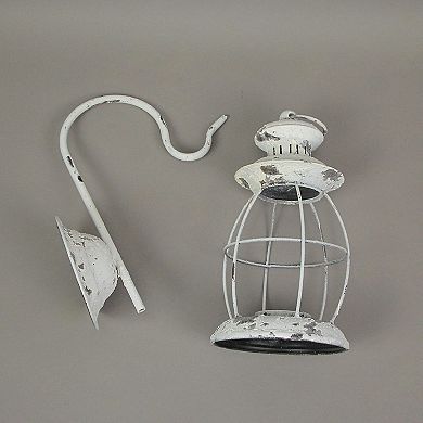 Set of 2 Rustic Distressed Metal Wall Mounted Railroad Lantern Hanging Sconces