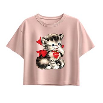 Girls 7-16 Amore Valentine's Kitten Boxy Tee