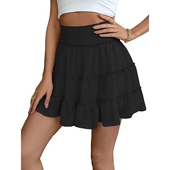 Women's Flowy Skorts Summer Casual High Waist Ruffle Tiered Mini Skirts Tennis Golf Crochet Shorts
