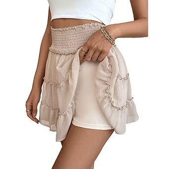 Women's Flowy Skorts Summer Casual High Waist Ruffle Tiered Mini Skirts Tennis Golf Crochet Shorts