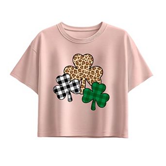Girls 7-16 Patterned Shamrocks Boxy Tee