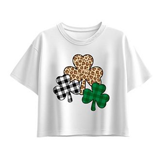Girls 7-16 Patterned Shamrocks Boxy Tee