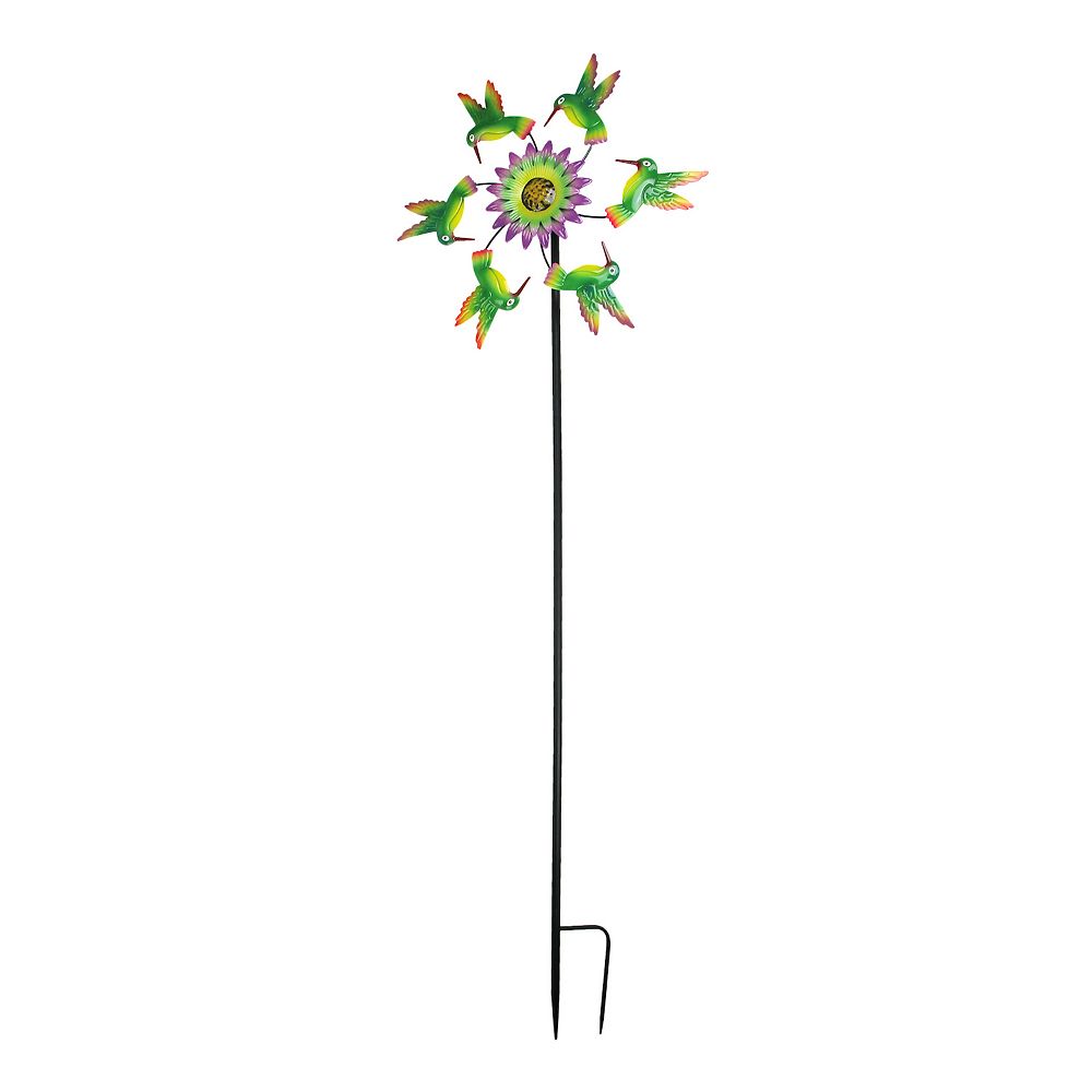 Metal Hummingbirds and Flower Garden Twirler Wind Spinner Stake 70 ...