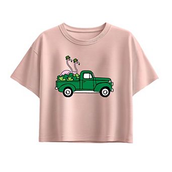 Girls 7-16 St. Patrick's Day Flamingo Truck Graphic Tee
