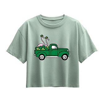 Girls 7-16 St. Patrick's Day Flamingo Truck Graphic Tee