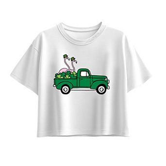 Girls 7-16 St. Patrick's Day Flamingo Truck Graphic Tee