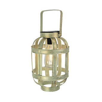 Metallic Gold Finish Industrial Style Solar Powered LED Hanging Lantern