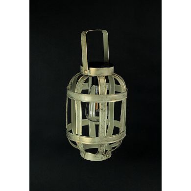 Metallic Gold Finish Industrial Style Solar Powered LED Hanging Lantern