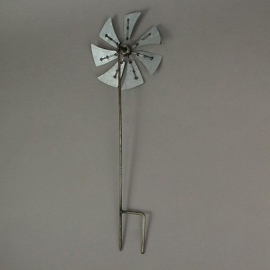 Set of 3 Metal Kinetic Wind Spinner Pinwheel Garden Stakes 21 Inches High