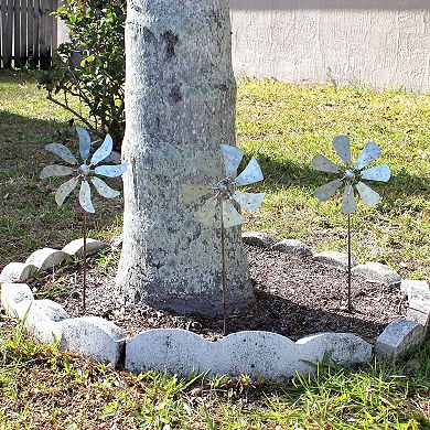 Set of 3 Metal Kinetic Wind Spinner Pinwheel Garden Stakes 21 Inches High