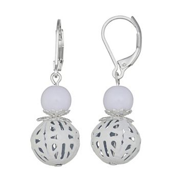 Napier Silver Tone Seasonal Color Double Drop Earrings